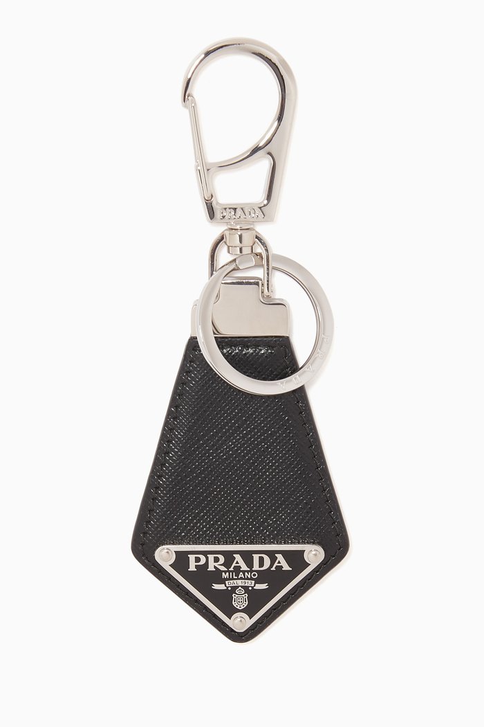 

Saffiano Leather Logo Key Ring, Black