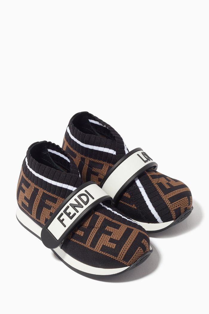 

FF Logo Velcro Sneakers, Brown