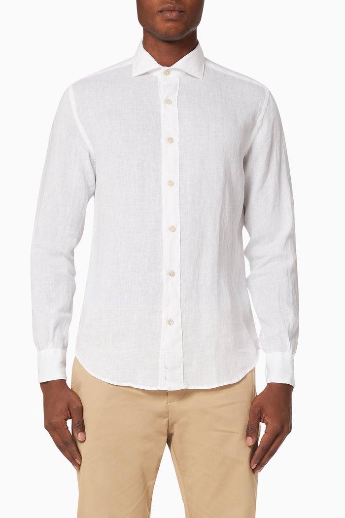 

Solid Linen Shirt, White