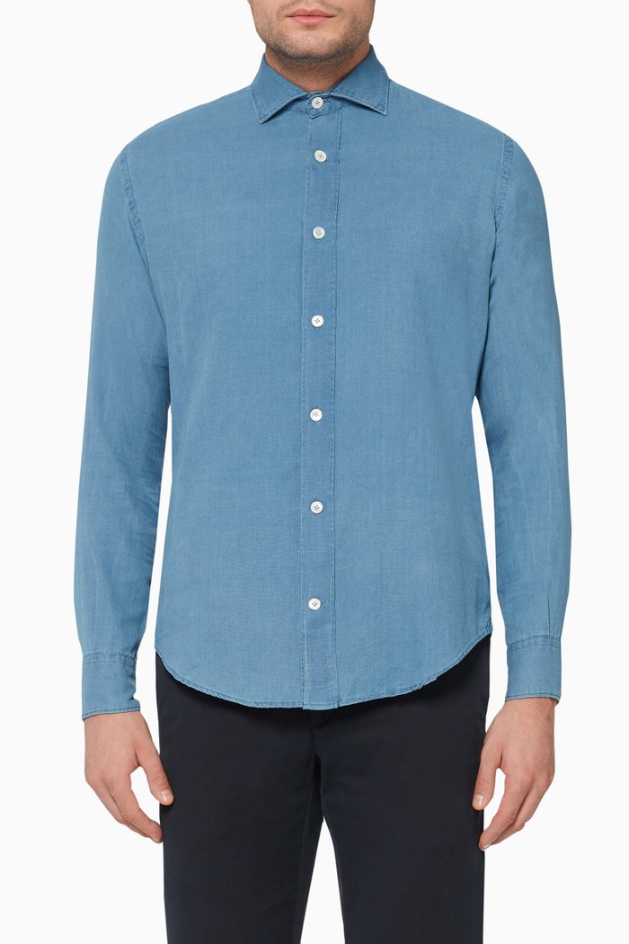 

Denim Button-Down Shirt, Blue