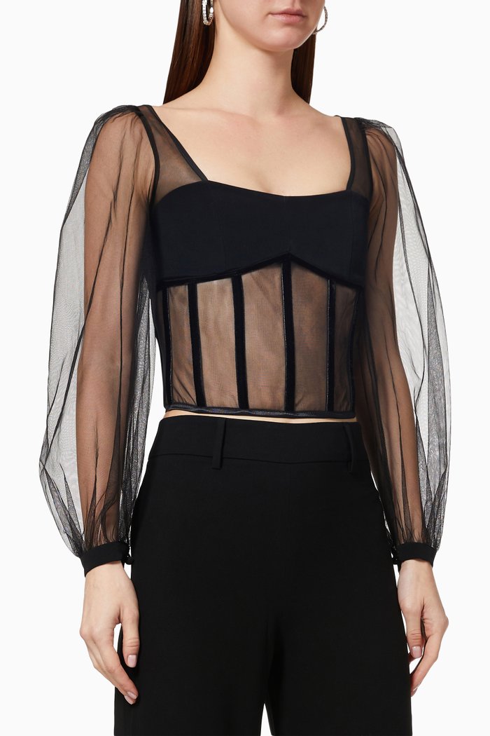 

Royal Regina Top in Tulle, Black