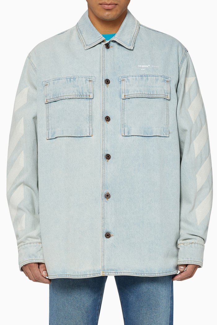 

Oversized Bleached Denim Shirt, Blue