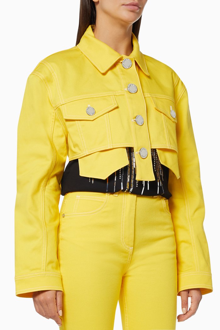 

Buttoned Short Denim Jacket, Yellow