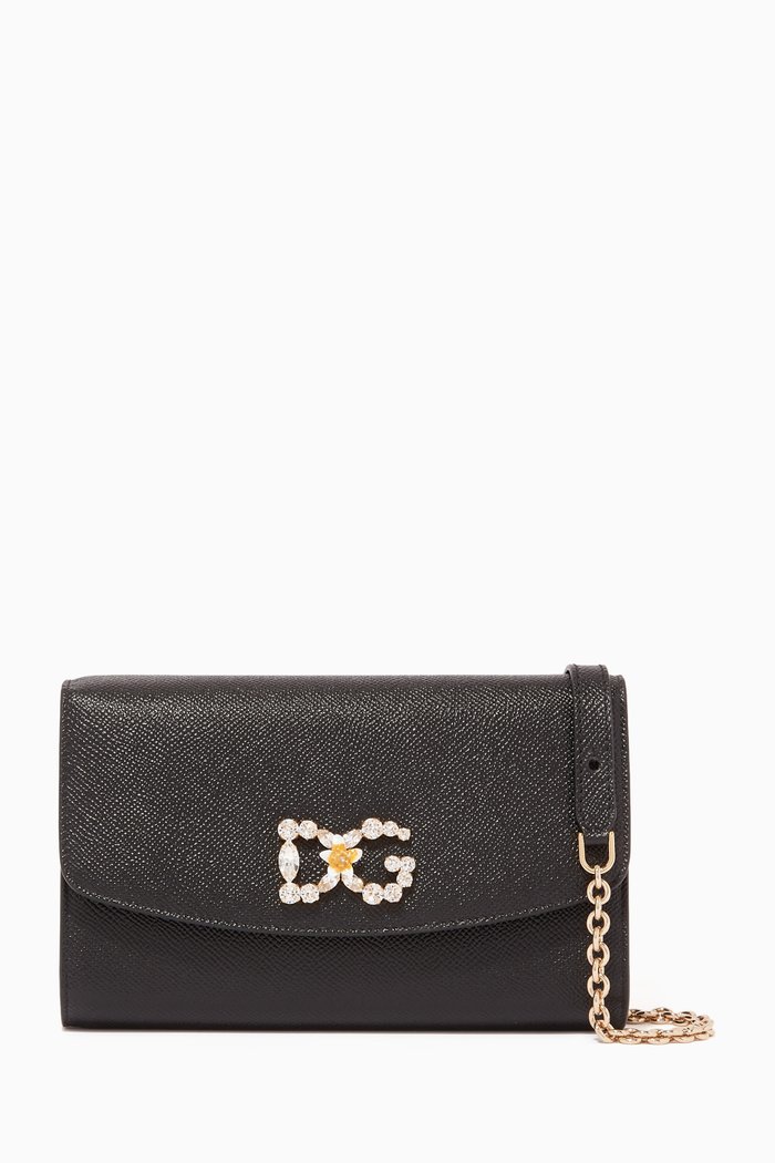 

Crystal DG Dauphine Leather Mini Bag, Black
