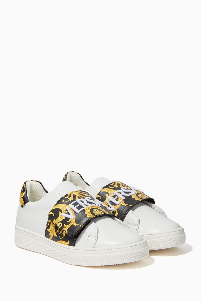 

Logo Leather Sneakers, White