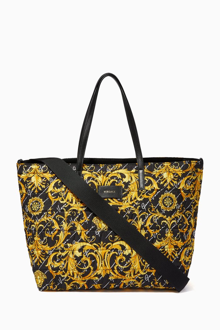 

Barocco Signature Nylon Diaper Bag, Black