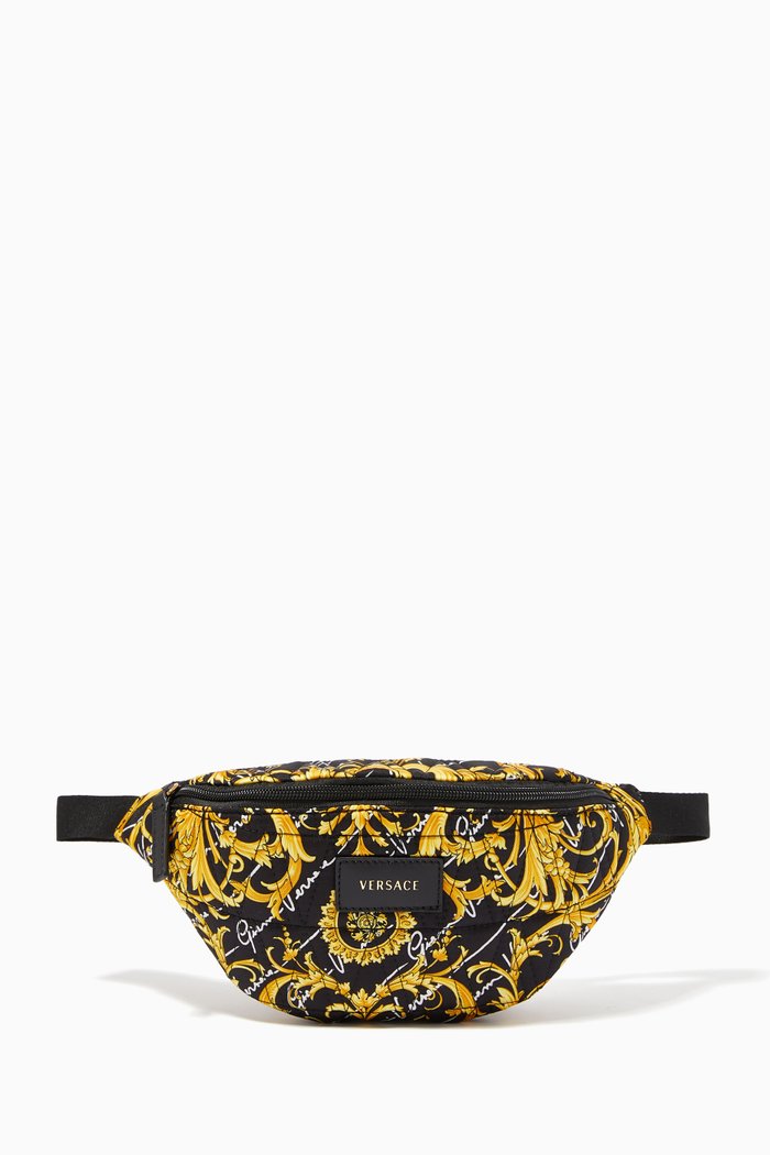 

Barocco Signature Nylon Belt Bag, Black