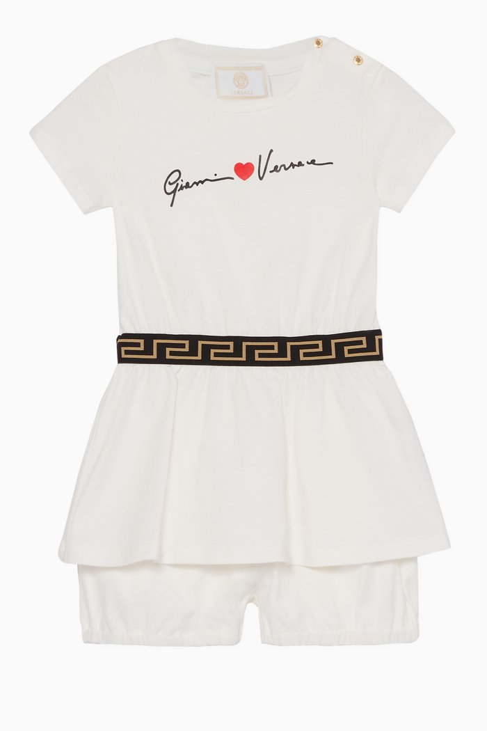

Signature Logo Dress & Bloomers Set, Neutral