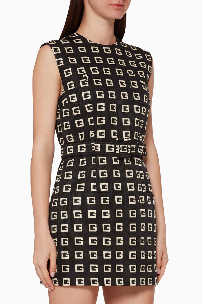 

Square G Faille Mini Dress, Black