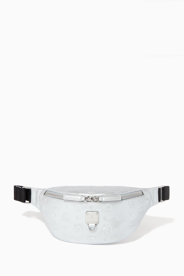 

Fursten Monogram Leather Belt Bag, Silver