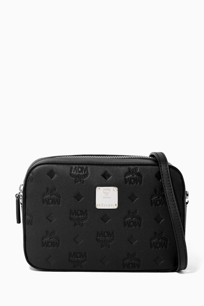 

Klara Monogram Leather Cross-Body Pouch, Black