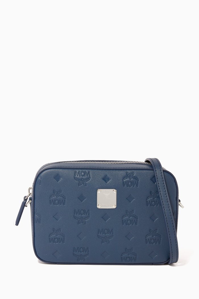 

Klara Crossbody Pouch in Monogram Leather, Blue