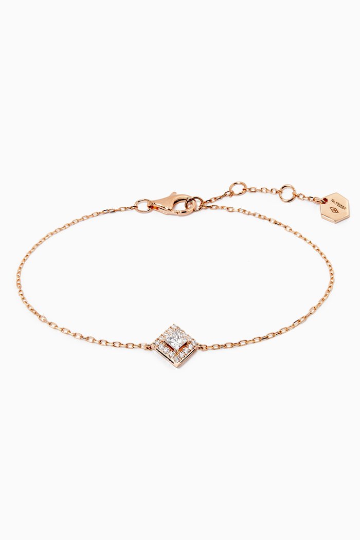 Rock Square Diamond Chain Bracelet in 18kt Rose Gold