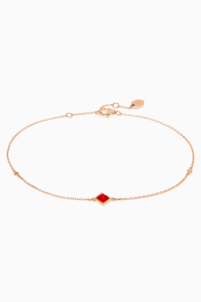 

Cleo Dark Pink Opal & Diamond Anklet, Rose gold