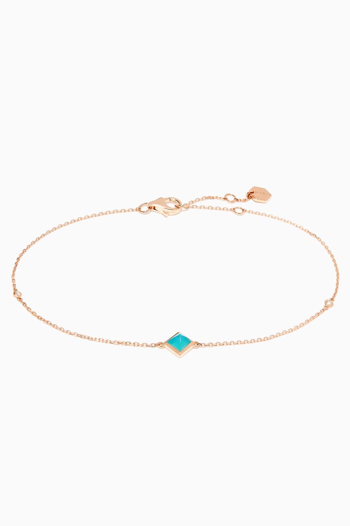 Cleo Sea Blue Chalcedony & Diamond Anklet, Rose gold