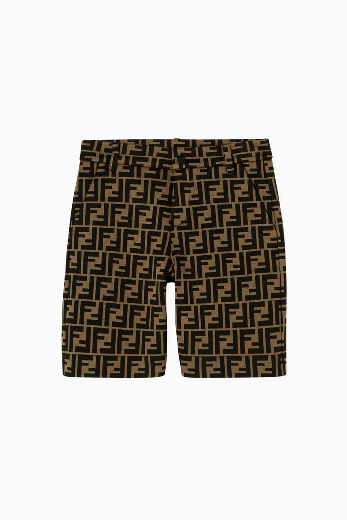 

FF Logo Print Shorts, Brown