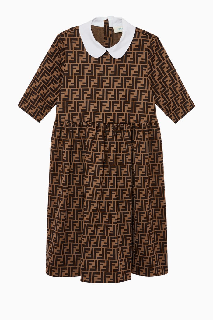 

FF Logo Print Dress, Brown