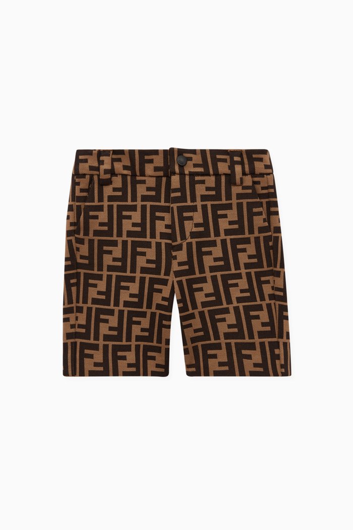 FF Print Shorts, Brown