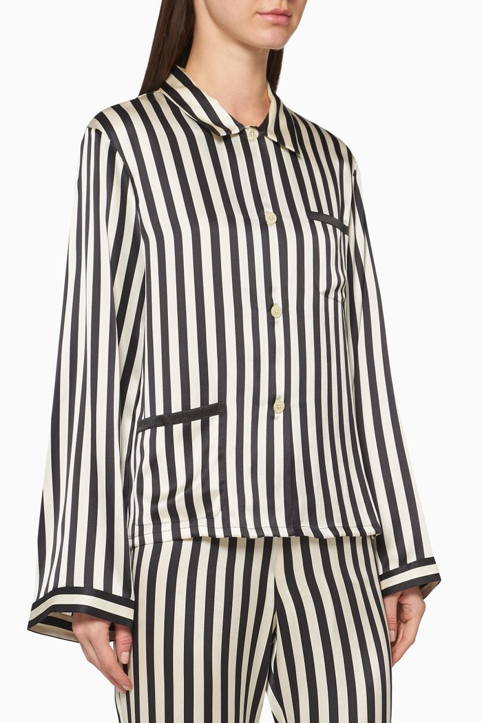 

Ruthie Striped Silk Top, Black