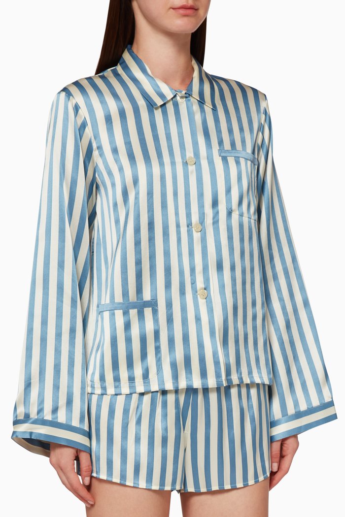 

Ruthie Striped Silk Top, Blue