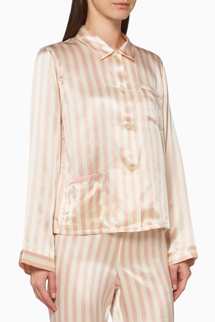 

Ruthie Striped Silk Top, Pink