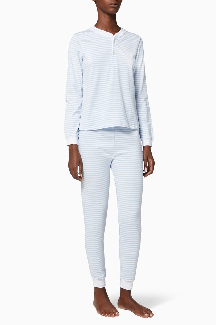 

Kaia Striped Jersey Pyjama Set, Blue
