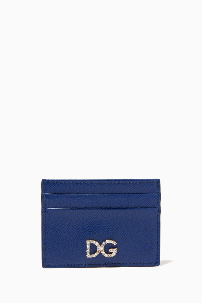 

DG Card Case in Dauphine Leather, Blue