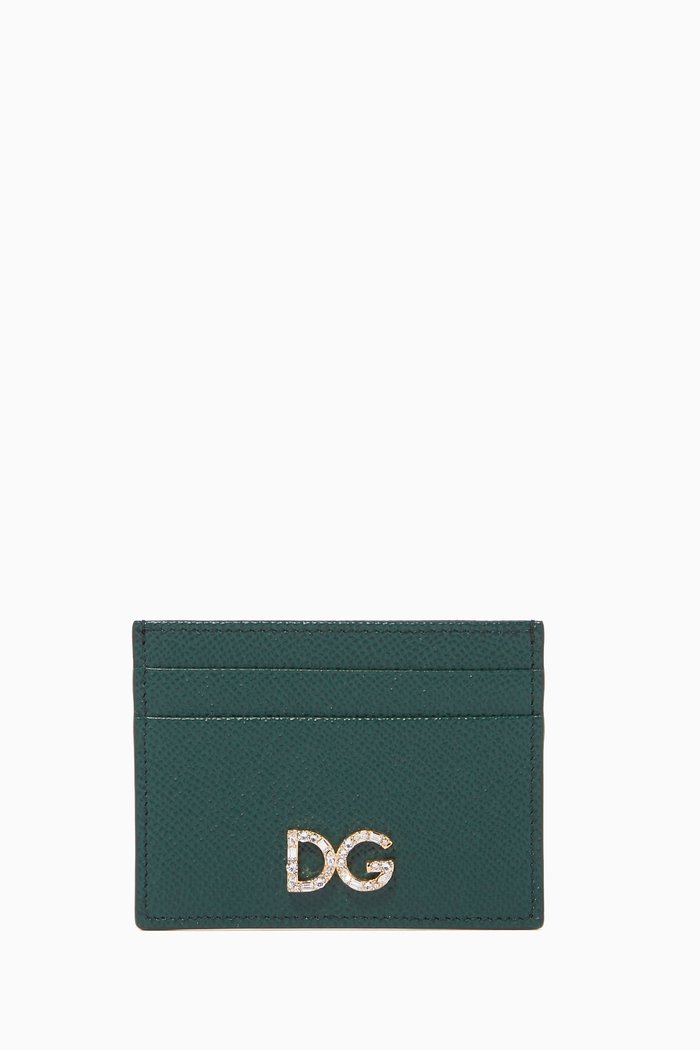 DG Dauphine Leather Card Case, Green