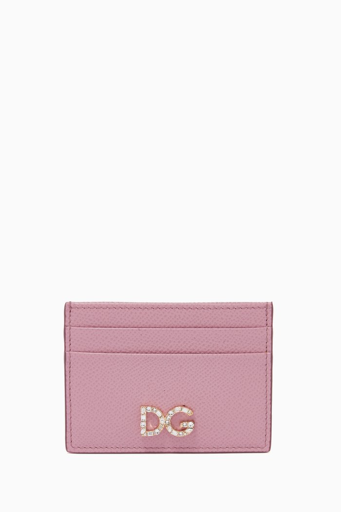 

DG Card Case in Dauphine Leather, Pink