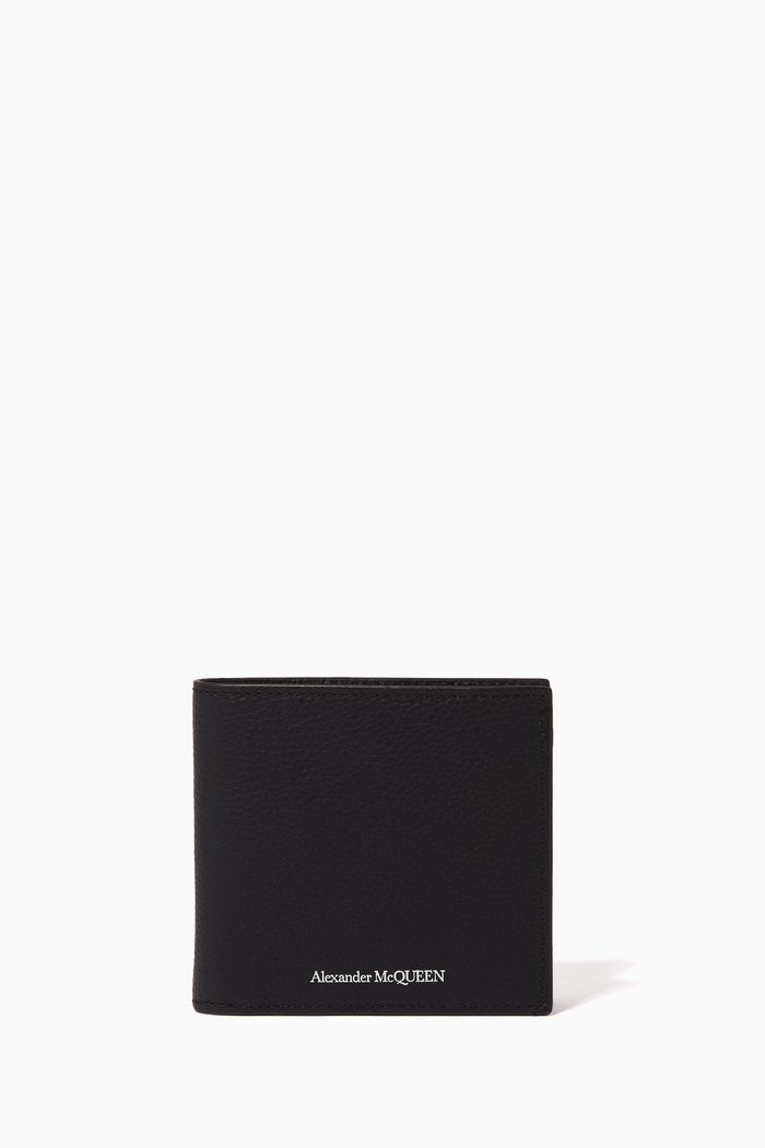 

Bi-Fold Grained Leather Wallet, Black
