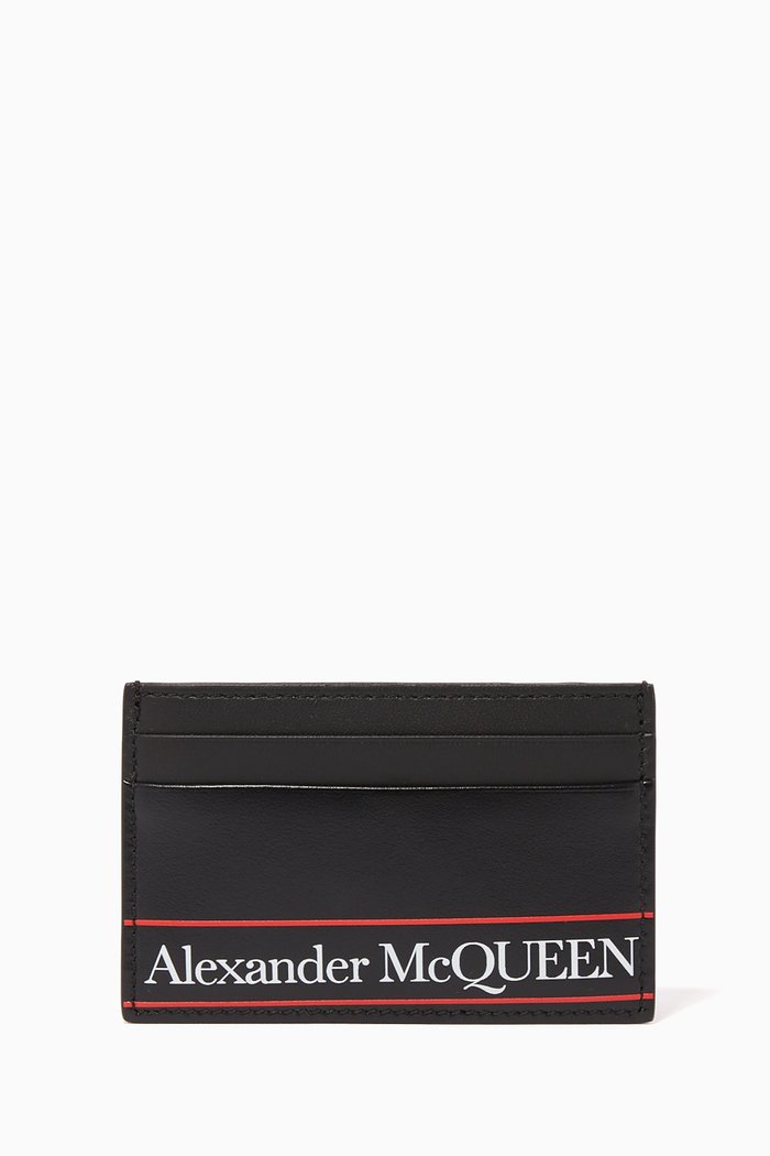 

Logo-Print Leather Card Holder, Black