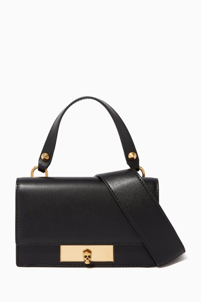 

Skull Lock Leather Bag, Black