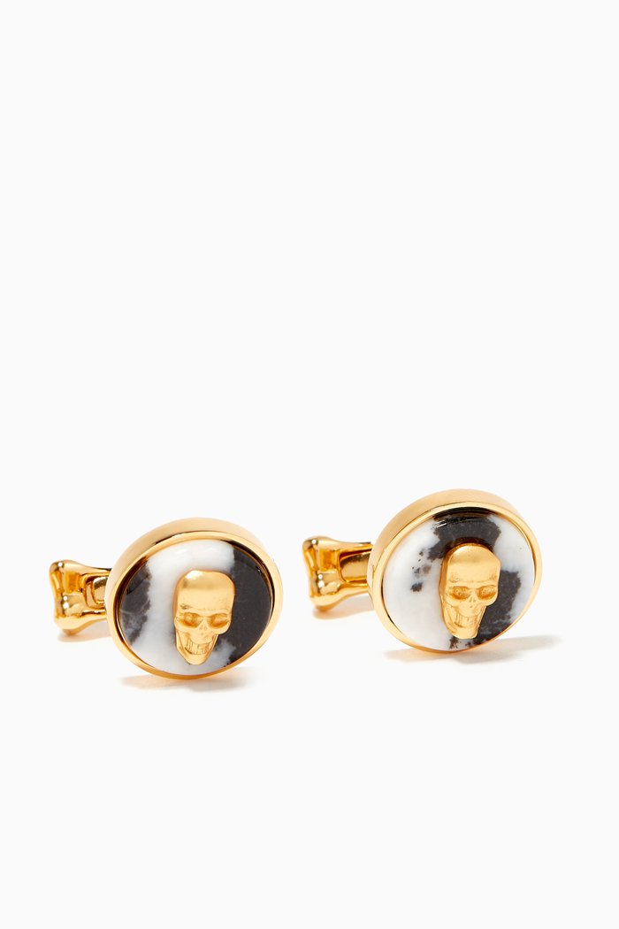 

Skull On Stone Round Cufflinks, Black