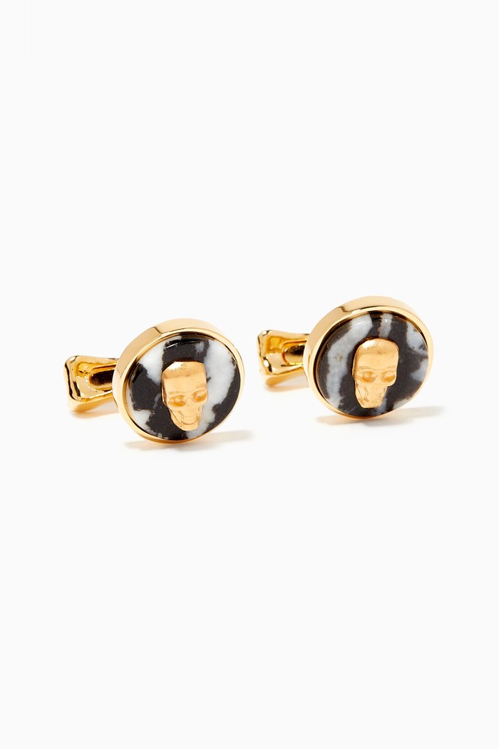 

Skull On Stone Round Cufflinks, Black