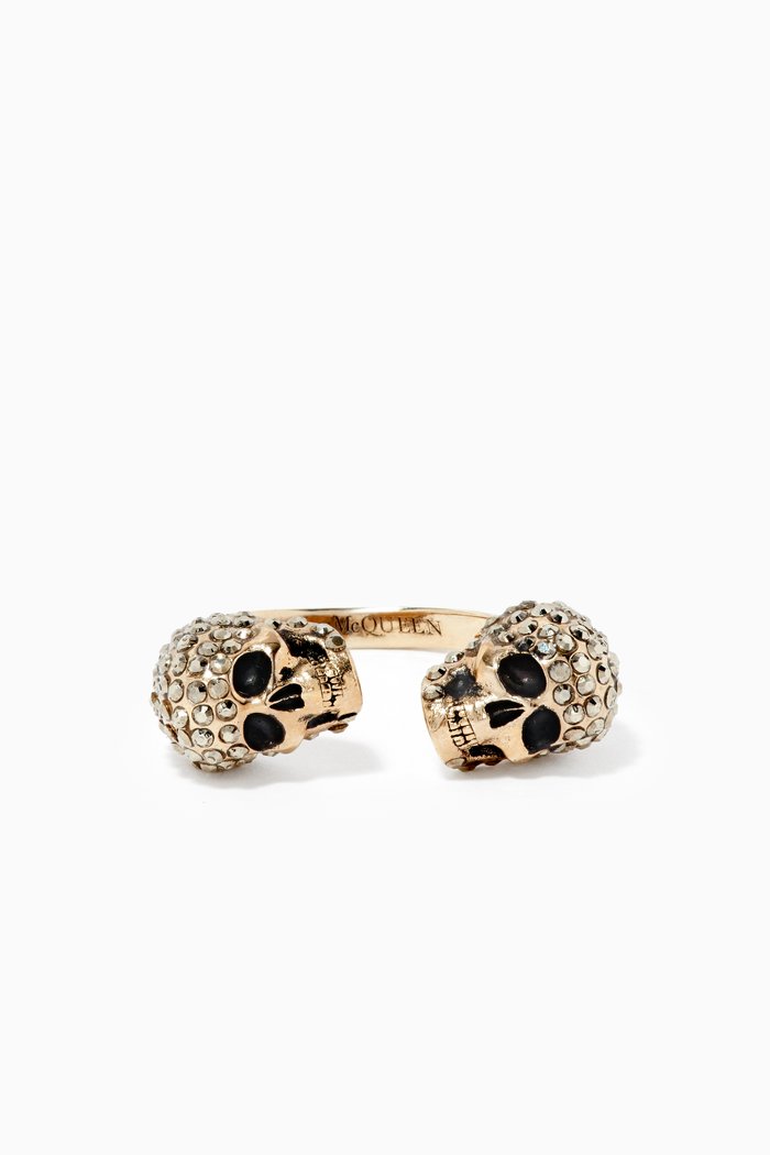 

Twin Skull Ring in Brass, Gold