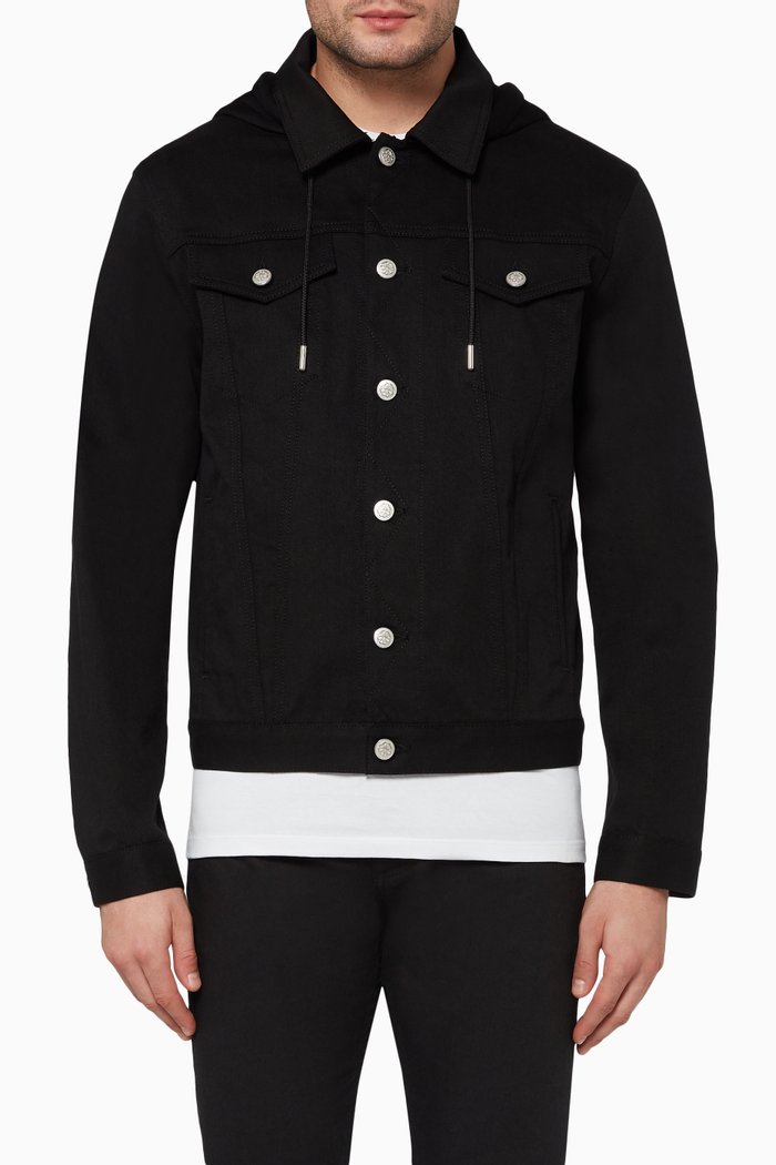 Scuba Hooded Denim Jacket, Black