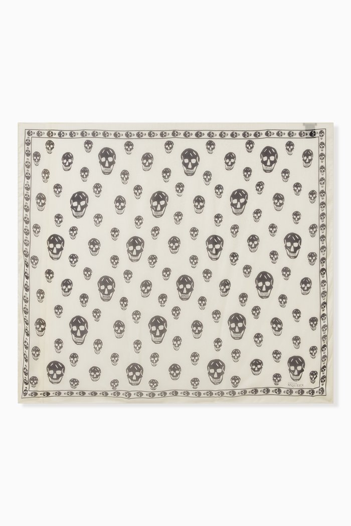 

Classic Silk Chiffon Skull Scarf, Neutral