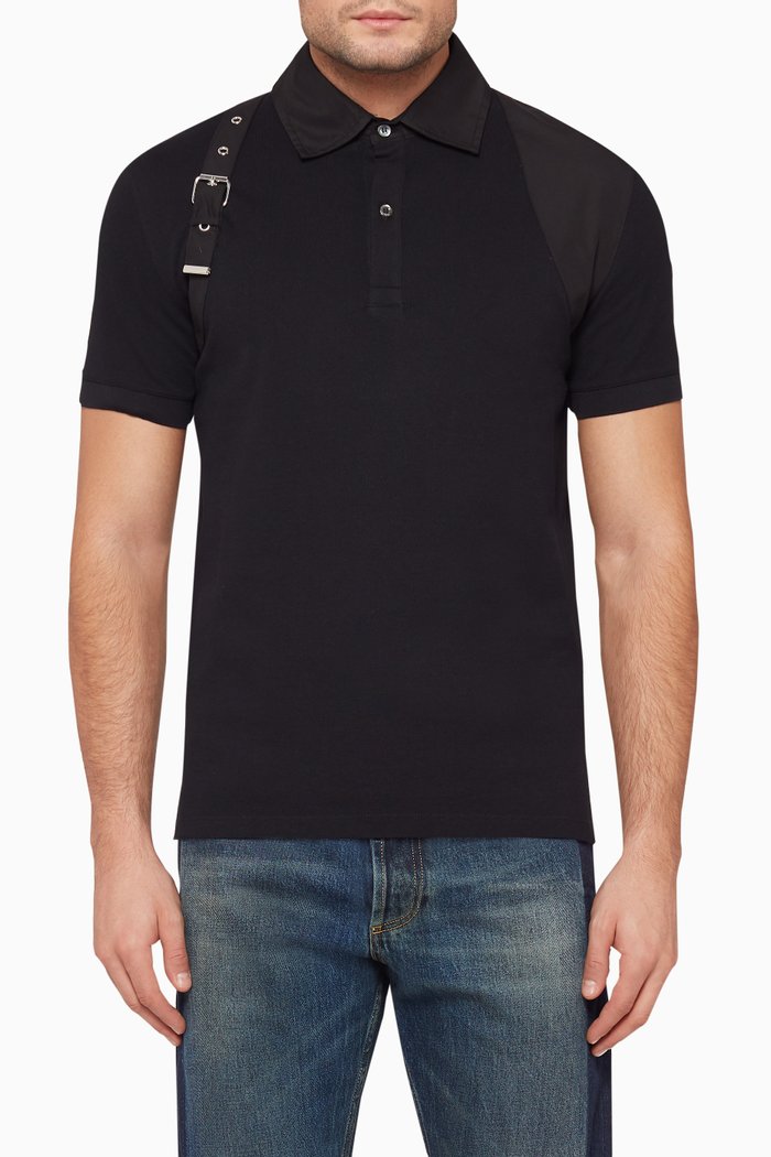 

Buckle Organic Cotton Polo T-Shirt, Black