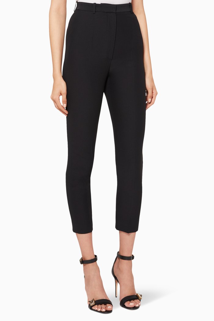 

High-Waisted Cigarette Pants, Black
