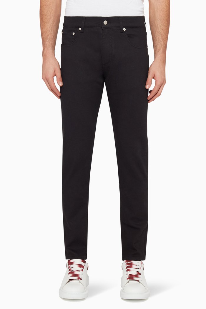 

Embroidered Patch Organic Cotton Jeans, Black