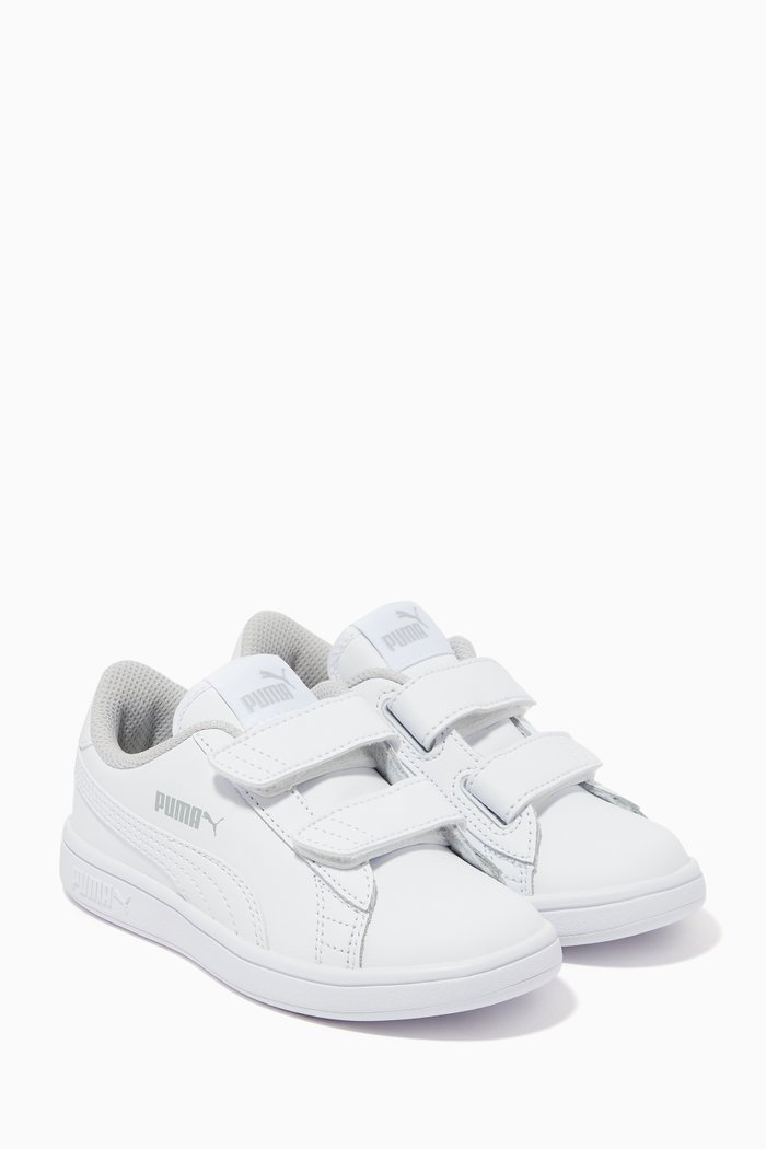 Smash V2 Velcro Sneakers in Leather, White
