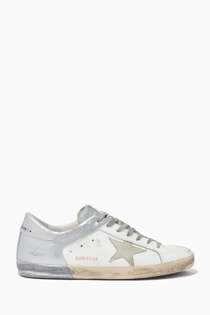 

Superstar Metallic Leather Sneakers, White