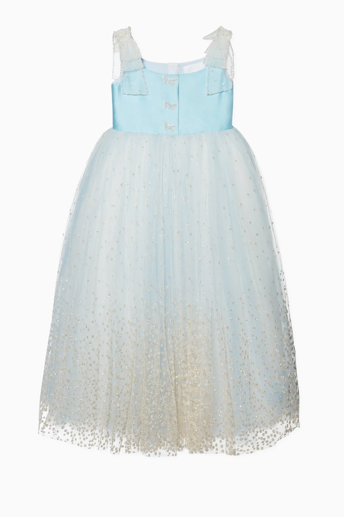 Crystal-Embellished Tulle Dress, Blue