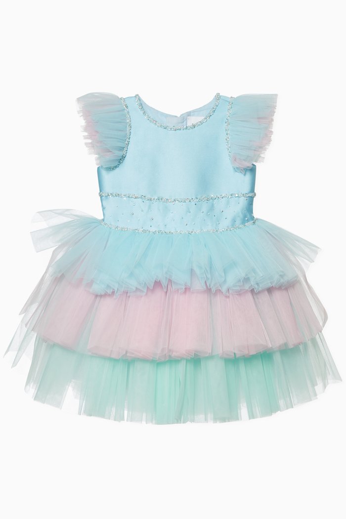 

Crystal-Embroidered Tiered Dress, Multicolour
