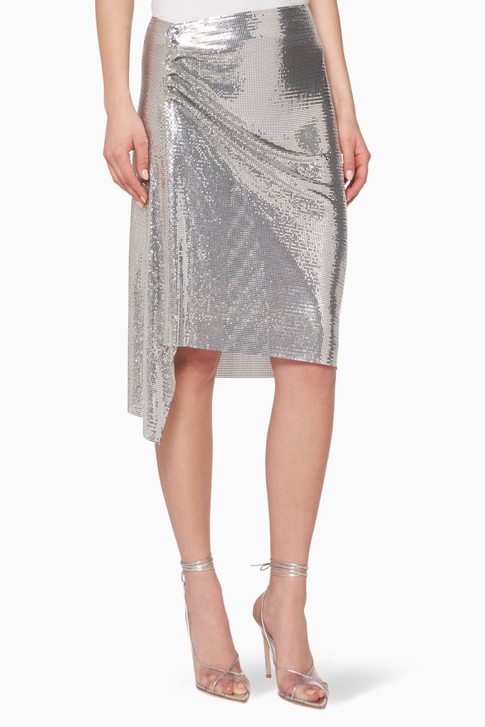 

Mesh Chainmail Draped Skirt, Silver