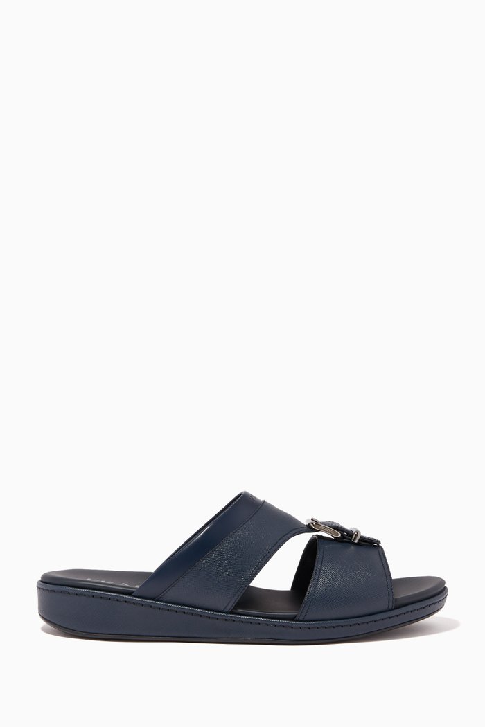 Saffiano Leather Sandals, Blue
