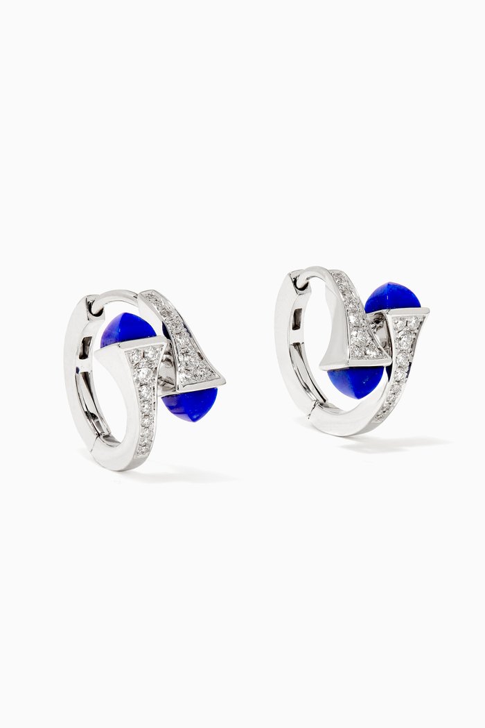 

Cleo Lapis Lazuli & Diamond Huggie Earrings, Silver