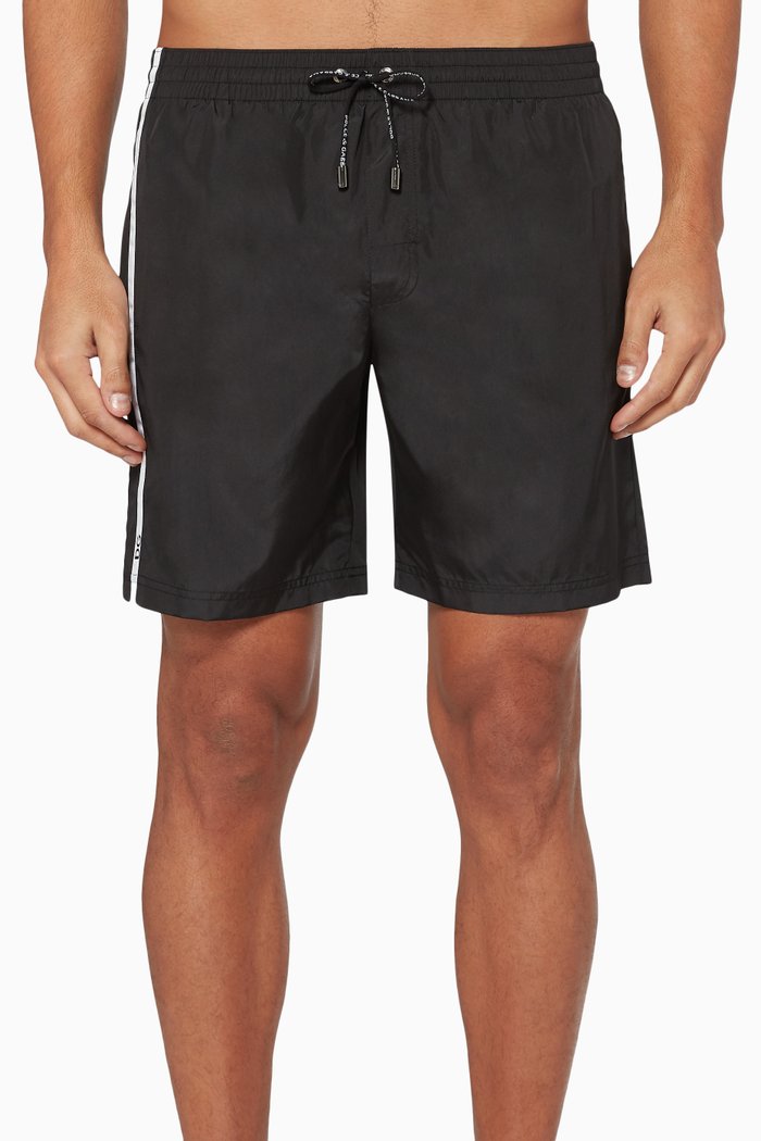 

Stripe Detail Swim Shorts, Black