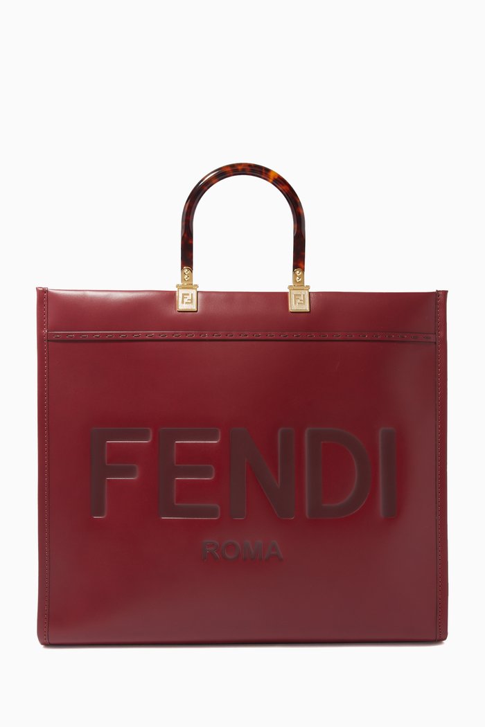 

Large Sunshine Tote Bag in Leather, Burgundy
