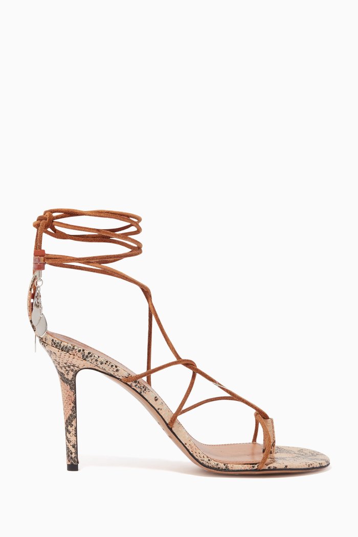 

Adeia Snakeskin-Embossed Sandals, Neutral